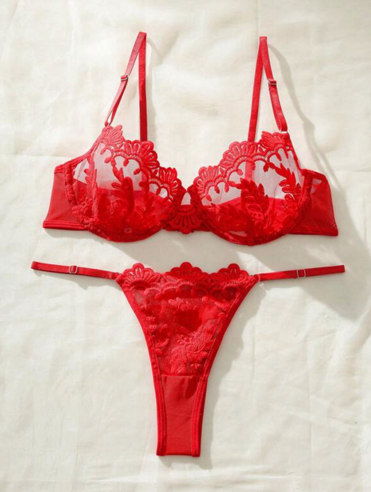 Set de lencería: Romantic Red Lace