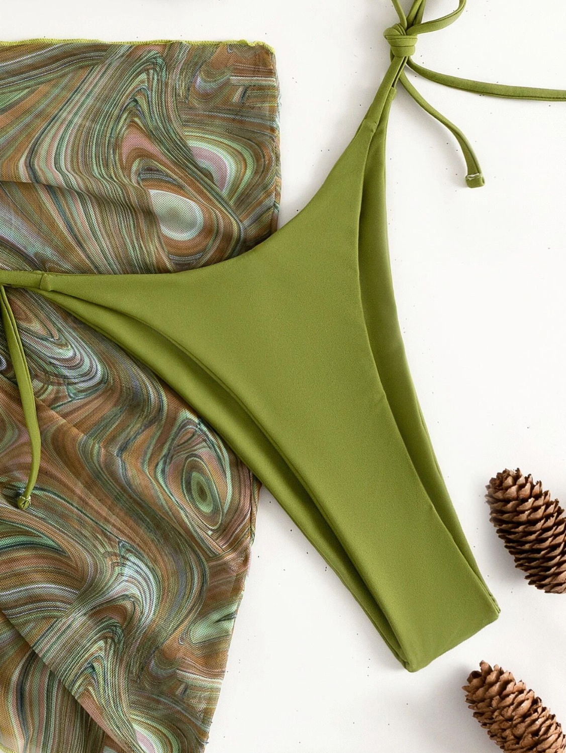 Olive Oasis: Bikini 3 piezas color verde oliva