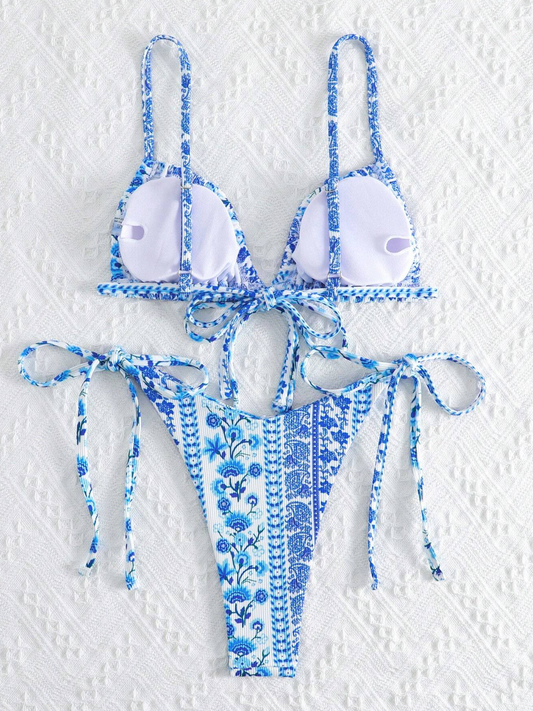Garden Paradise: Bikini 2 piezas con estampado floral y cordones laterales