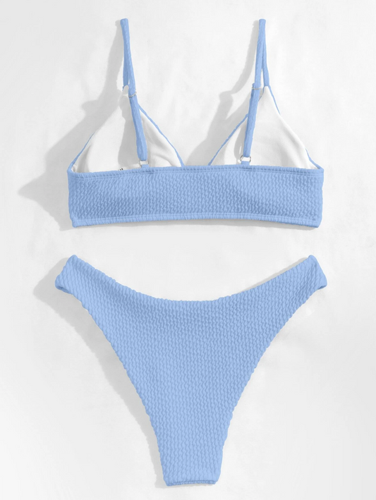 Heavenly Blue: Bikini 2 piezas con textura color celeste