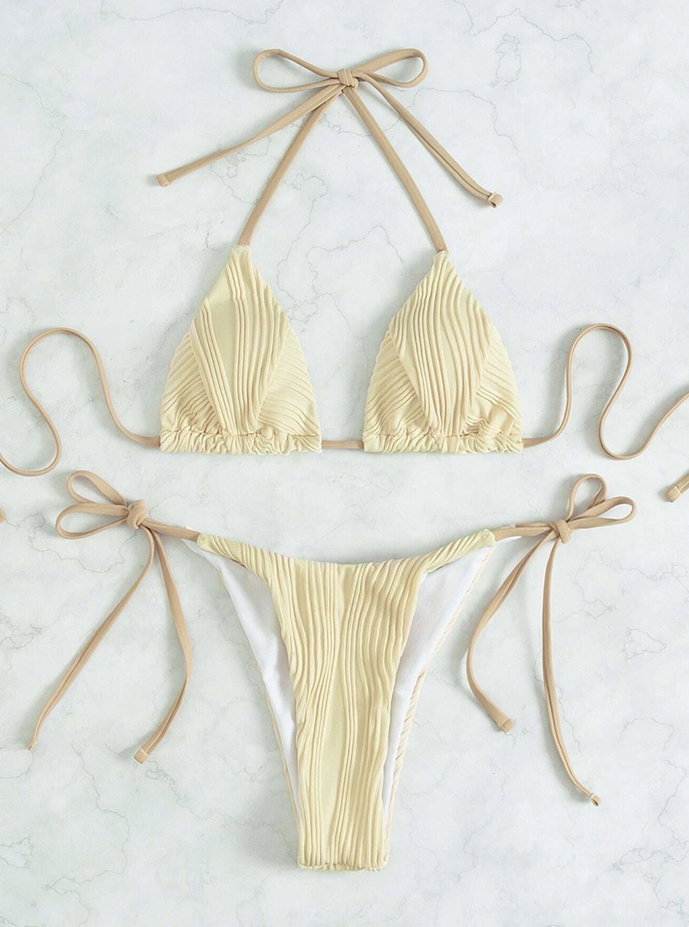 Desert Mirage: Bikini 2 piezas de textura con cordón lateral
