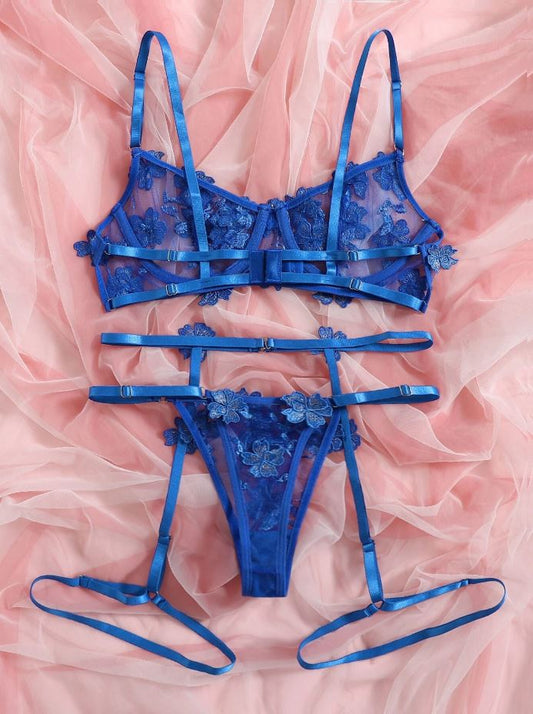 Set de lencería: Blue Floral Desire