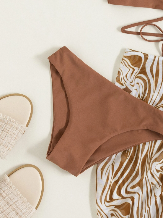 Caramel Marble: Bikini 3 piezas con estampado de mármol