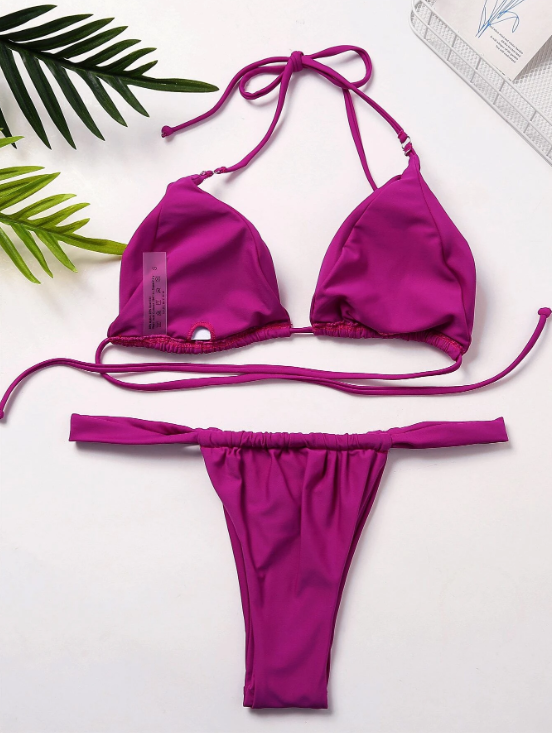 Royal Violet : Bikini 2 piezas micro triángulo simple halter
