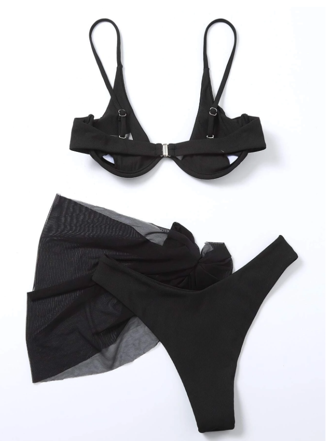 Island Black: Bukini 3 piezas color negro