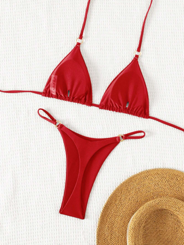 Sunset Glow: Bikini 2 piezas con bottom de tanga color rojo