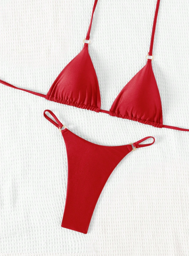 Sunset Glow: Bikini 2 piezas con bottom de tanga color rojo