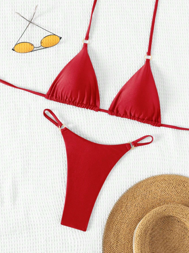 Sunset Glow: Bikini 2 piezas con bottom de tanga color rojo