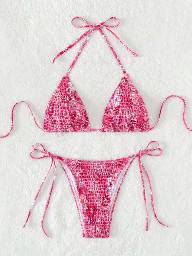 Floral Bliss: Bikini de 2 piezas floral con textura
