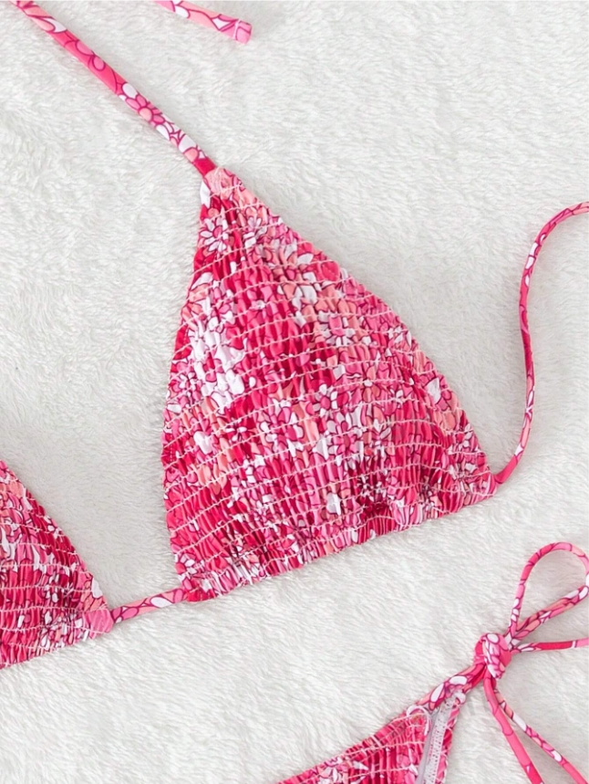 Floral Bliss: Bikini de 2 piezas floral con textura