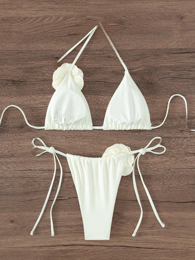 Sweet Sands: Bikini halter de 2 piezas con detalles florales
