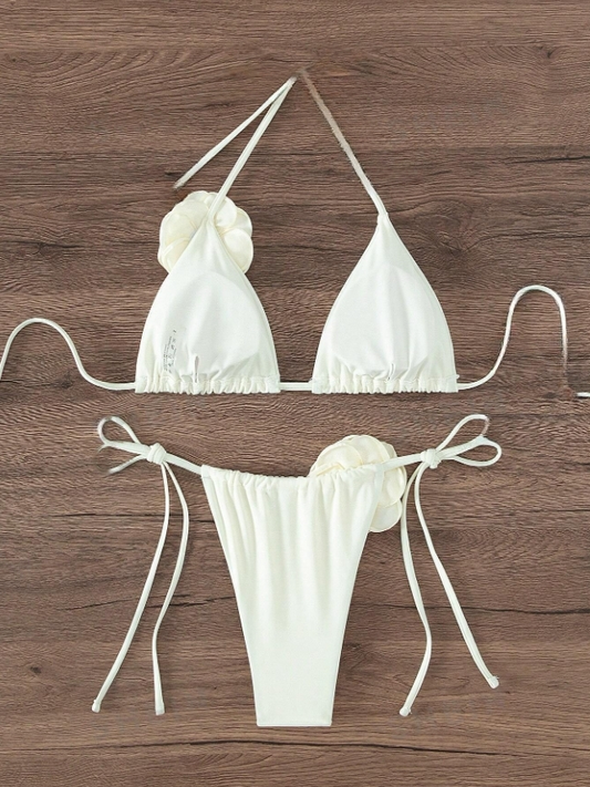 Sweet Sands: Bikini halter de 2 piezas con detalles florales
