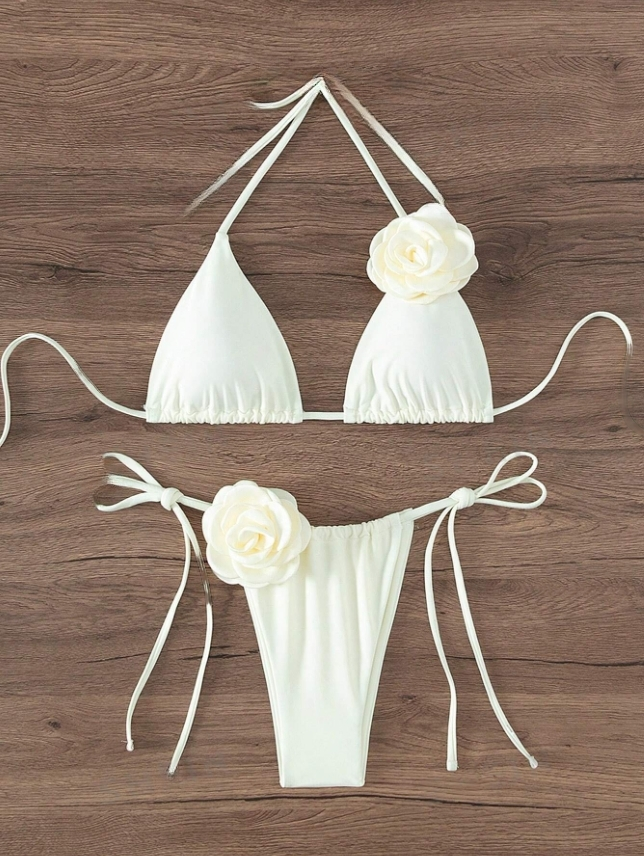 Sweet Sands: Bikini halter de 2 piezas con detalles florales