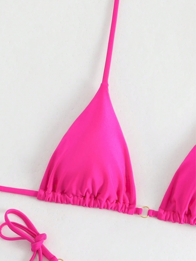 Pink Temptation: Bikini 2 piezas liso con lazo laterales
