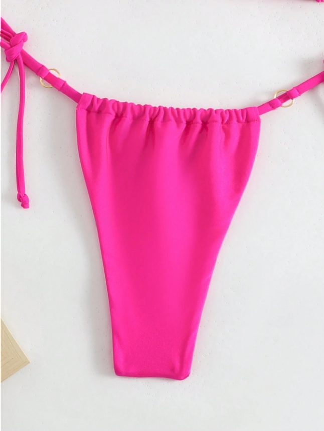 Pink Temptation: Bikini 2 piezas liso con lazo laterales