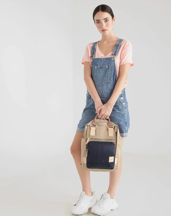 Mochila Daphne Khaki con azul