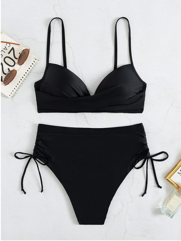 OnyxGlam: Bikini push up de cintura alta color negro