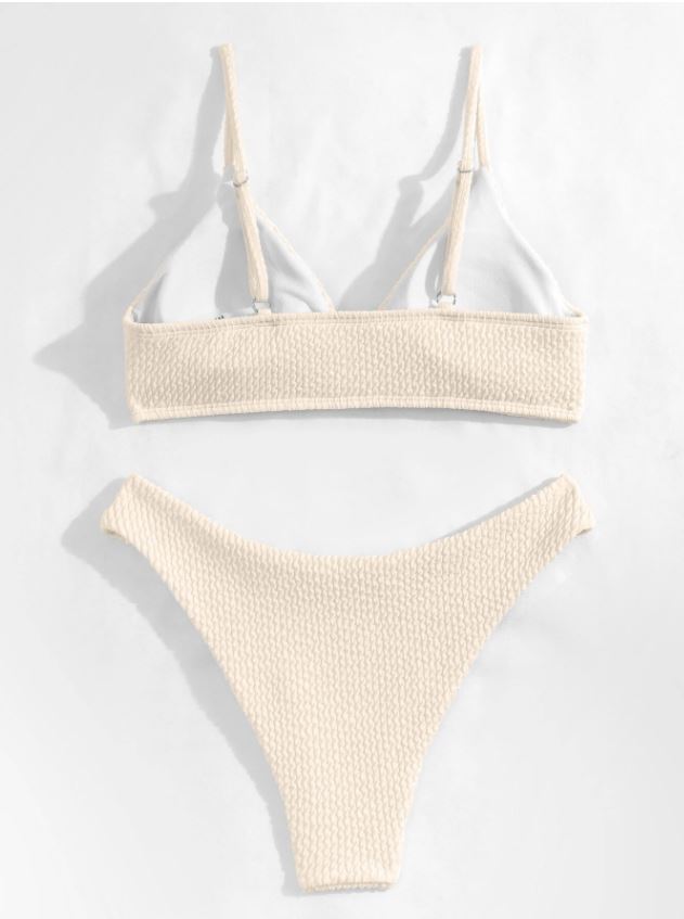Sandy Beige: Bikini 2 piezas, corte alto con textura