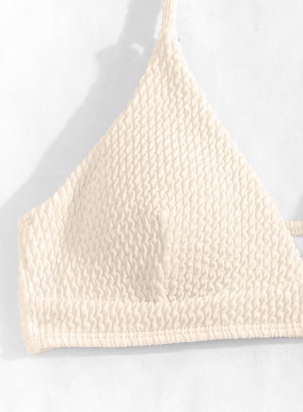 Sandy Beige: Bikini 2 piezas, corte alto con textura