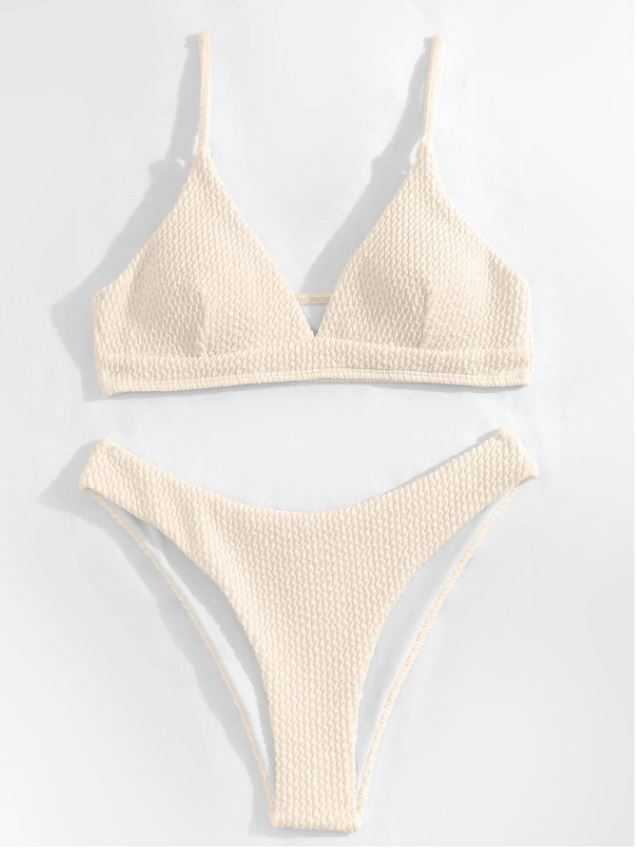 Sandy Beige: Bikini 2 piezas, corte alto con textura
