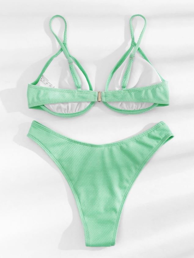 Minty Delight: Bikini push up de corte alto