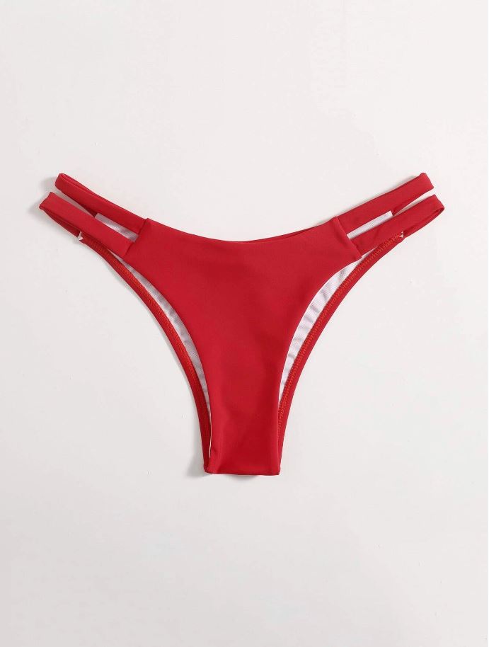 Bottom bikini con abertura color rojo