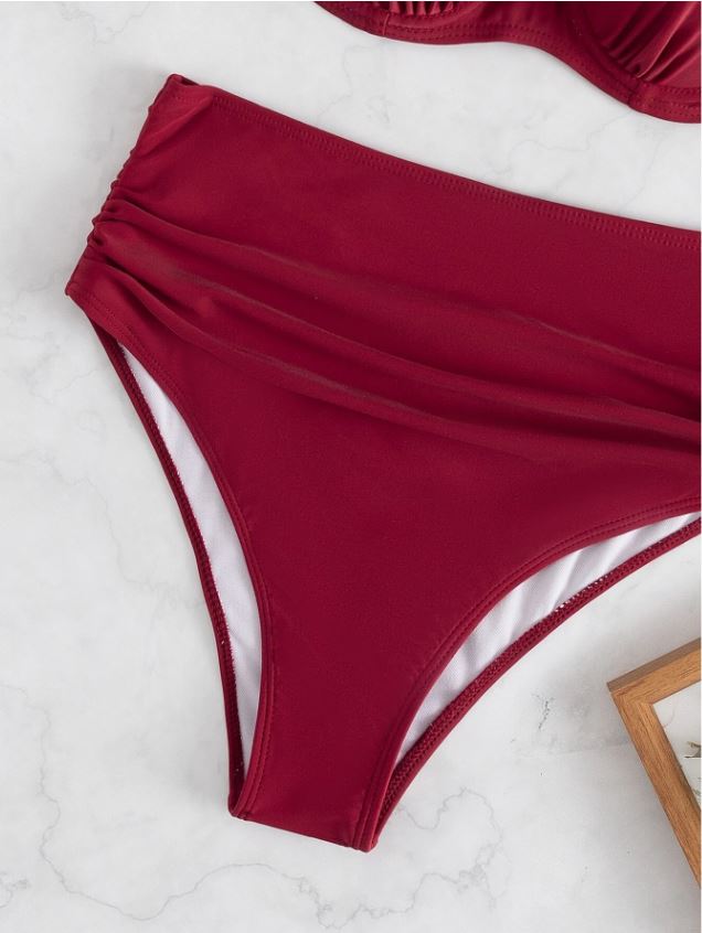 Elegant Merlot: Bikini 2 piezas, push up cintura alta