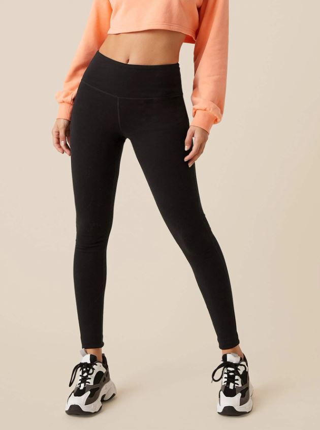 Leggings unicolor de cintura ancha color negro