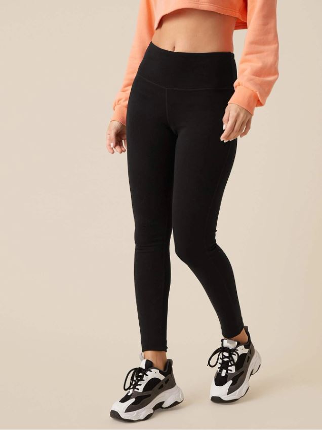 Leggings unicolor de cintura ancha color negro
