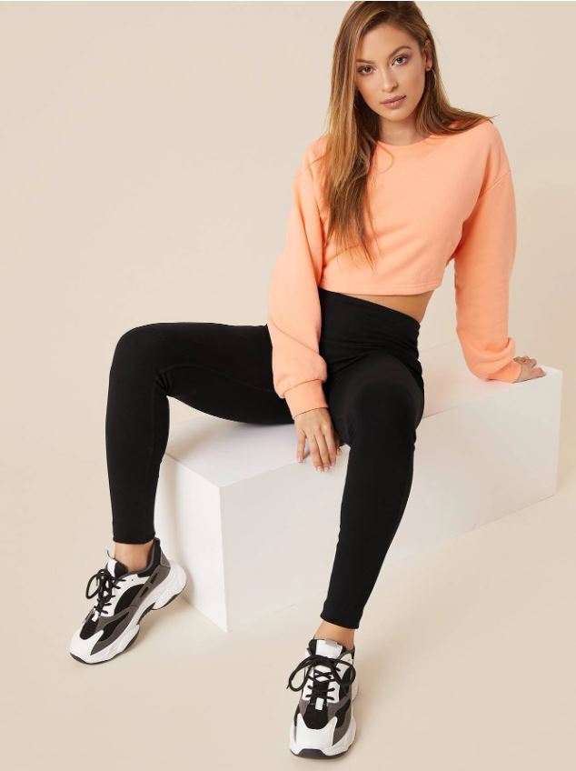 Leggings unicolor de cintura ancha color negro
