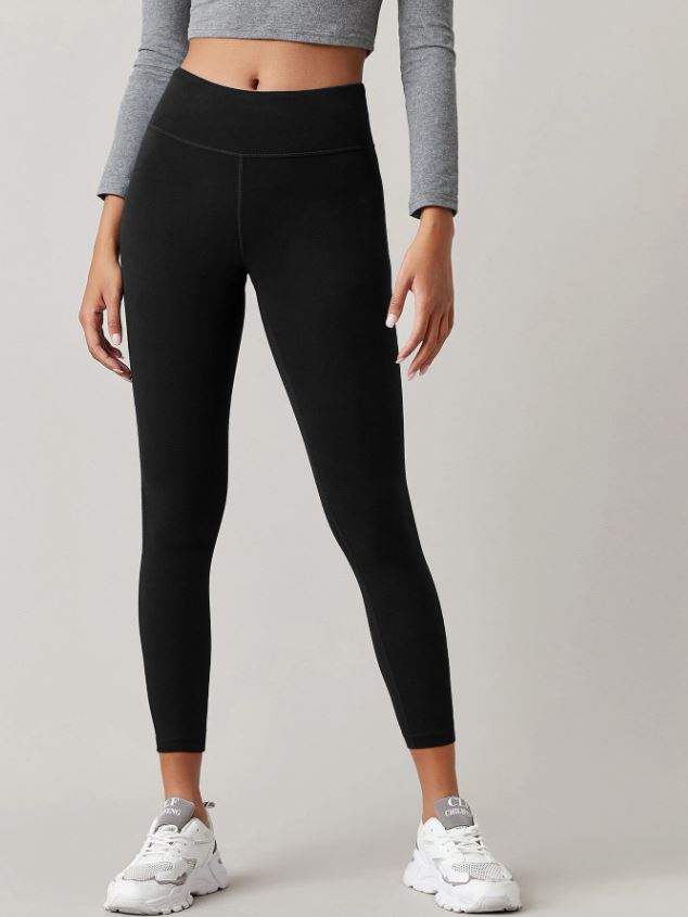 Leggings unicolor de cintura ancha color negro