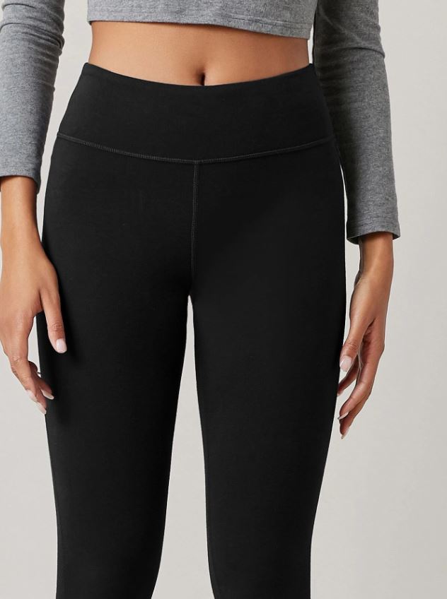 Leggings unicolor de cintura ancha color negro