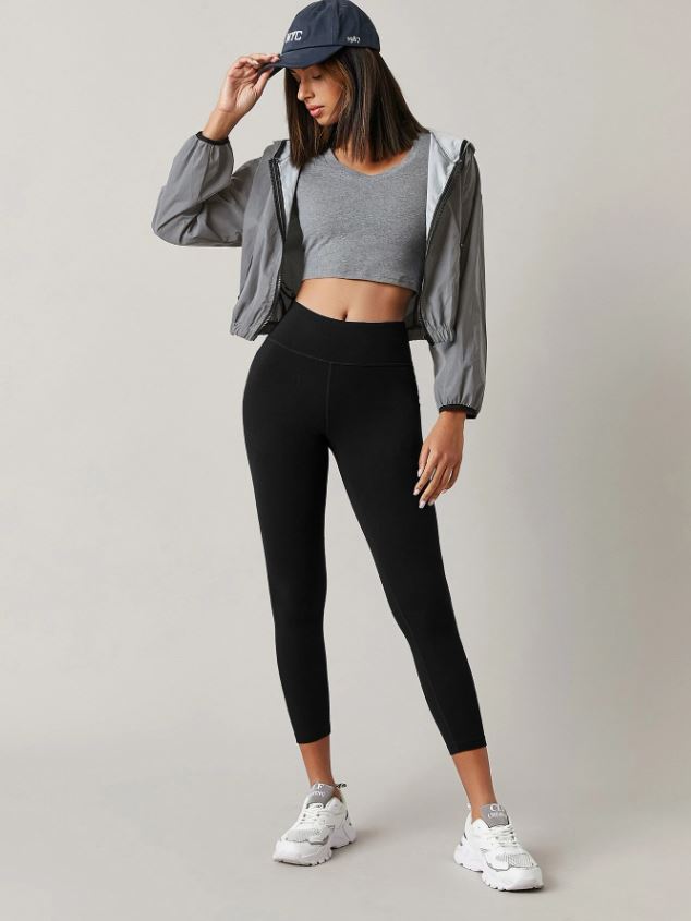 Leggings unicolor de cintura ancha color negro