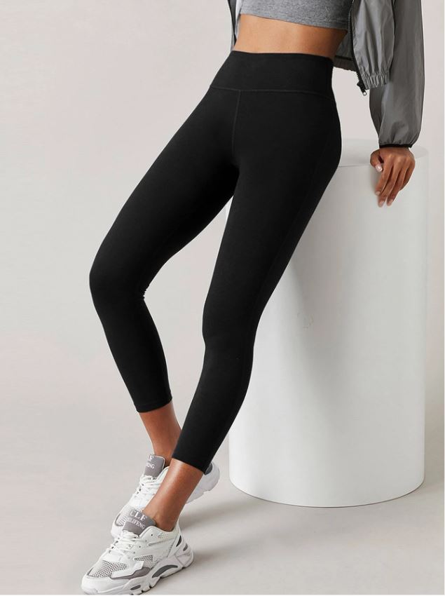 Leggings unicolor de cintura ancha color negro