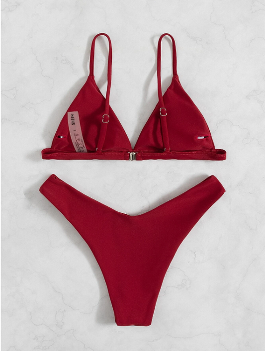 BerryLovely: Bikini 2 piezas simple triángulo de corte alto