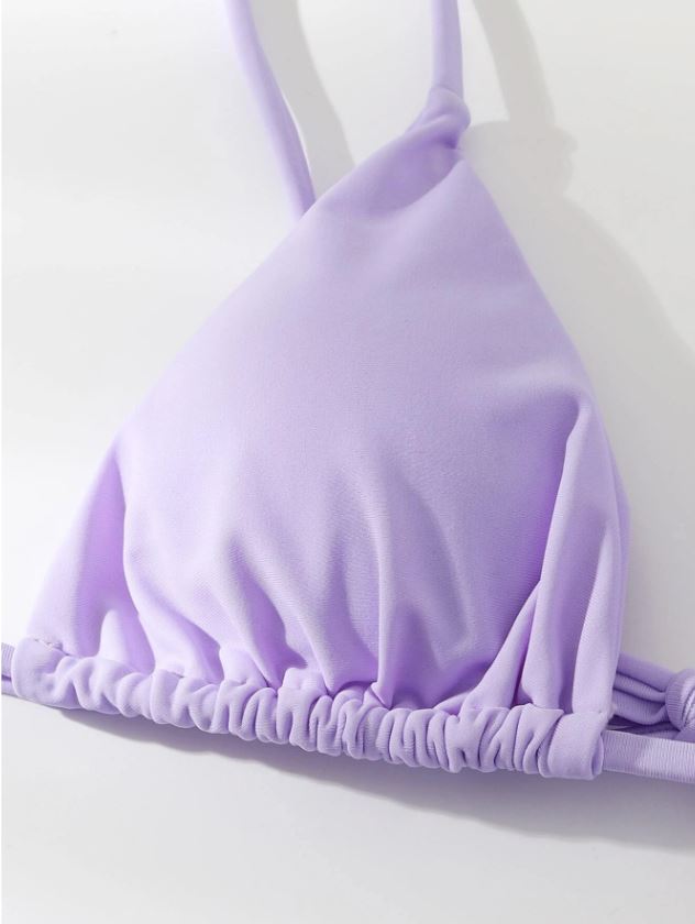 Sweet Lavender: Bikini 3 piezas color lila, corte alto