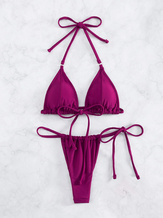 Lush Lavender: Bikini 2 piezas de micro triángulo y bottom estilo tanga
