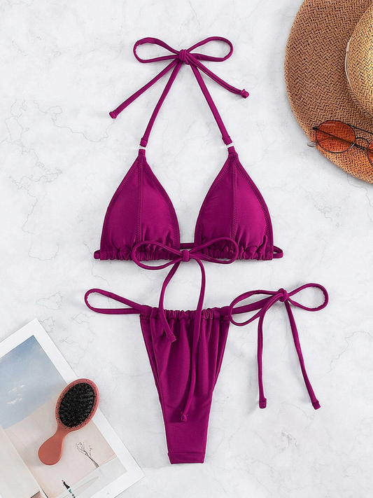 Lush Lavender: Bikini 2 piezas de micro triángulo y bottom estilo tanga
