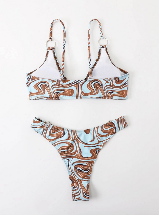 Azure & Cocoa Print: Bikini 2 piezas con estampado