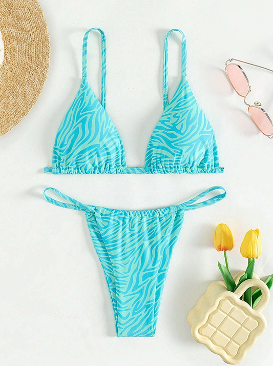 Zebra Jungle: Bikini 2 piezas con tanga triángulo con estampado de zebra