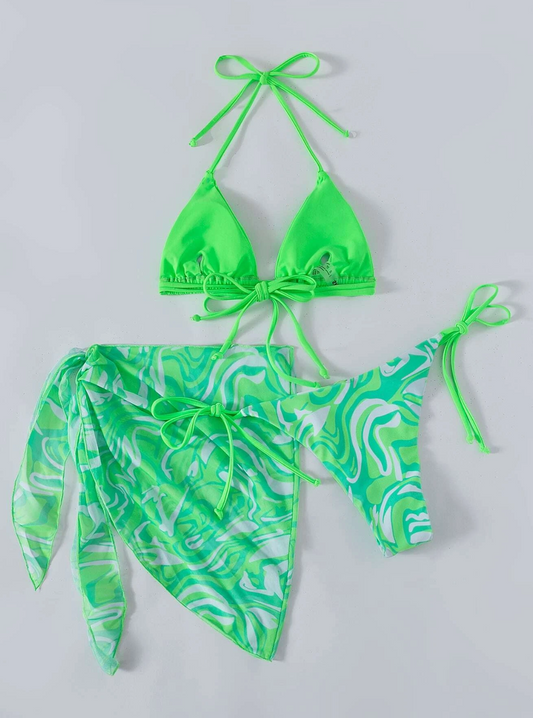 Neon Splash: Bikini 3 piezas halter color neon