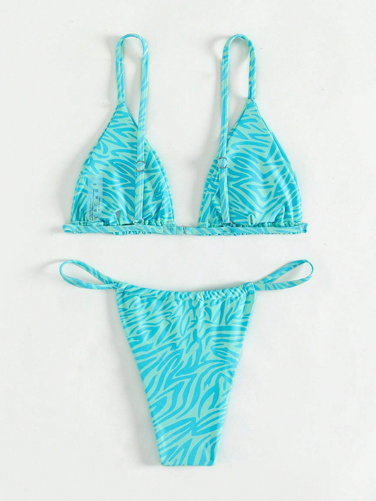 Zebra Jungle: Bikini 2 piezas con tanga triángulo con estampado de zebra