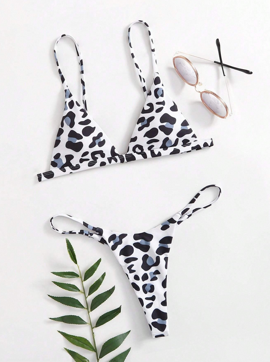 Savannah Leopar: Bikini 2 piezas con tanga triángulo y estampado animal print de leopardo
