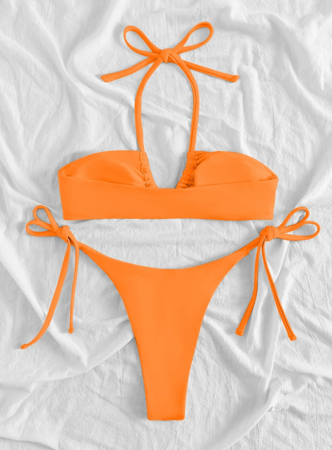 Sunburst Orange: Bikini 2 piezas naranja con pitas ajustables