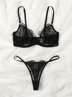 Set de lencería: Elegant Midnight Lace