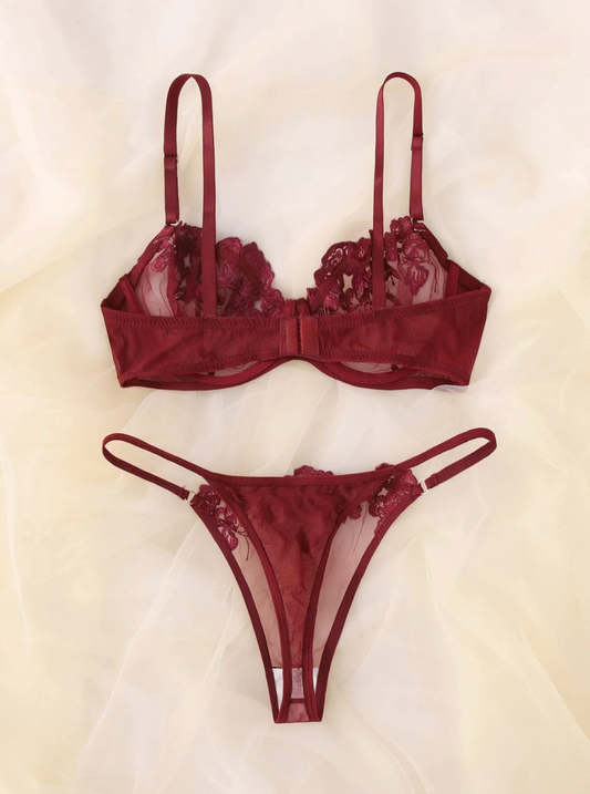 Set de lencería: Elegant Floral Noir