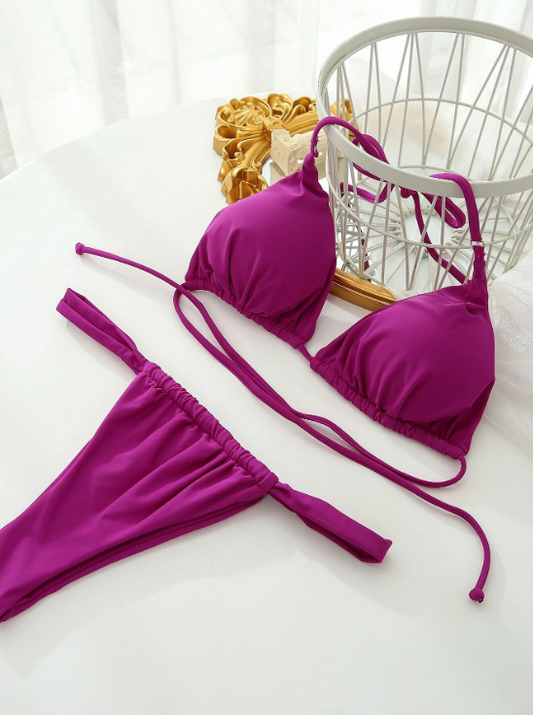 Royal Violet : Bikini 2 piezas micro triángulo simple halter