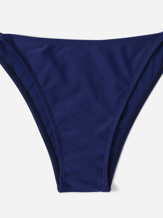 Island Blue Elegance: Bikini 2 piezas halter simple azul marino