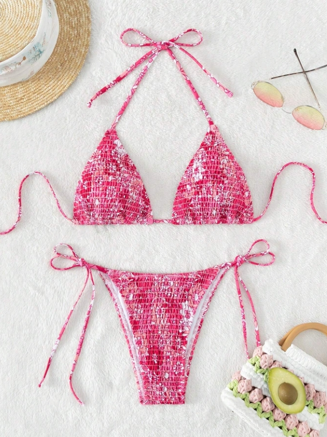 Floral Bliss: Bikini de 2 piezas floral con textura