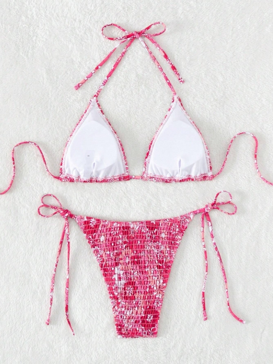 Floral Bliss: Bikini de 2 piezas floral con textura